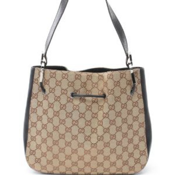 Gucci GG Monogram Canvas Drawstring Shoulder Bag EUC - Picture 3 of 13